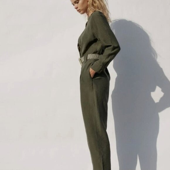 Zara Olive Long Sleeve Jumpsuit - Picture 5 of 12